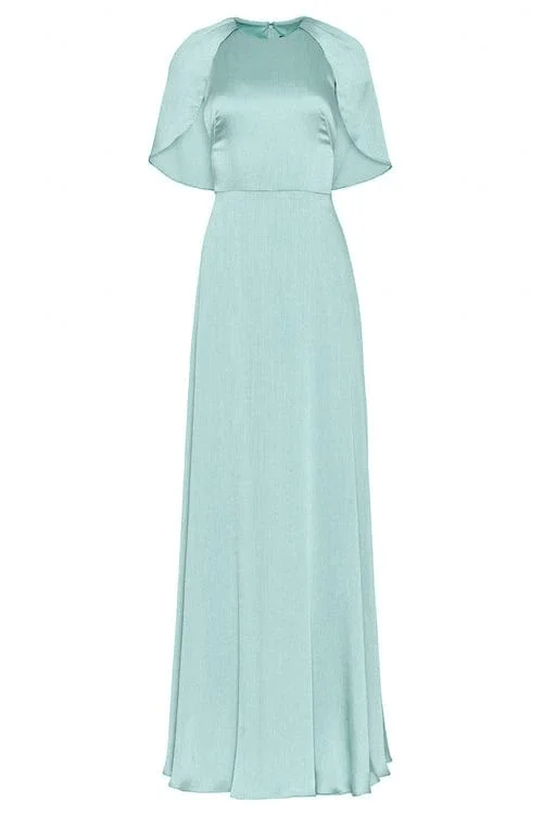 Price Drop Plisse Chiffon Capelet Gown