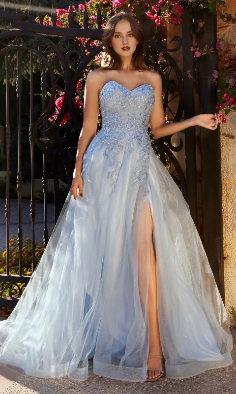 Early Access A-line strapless sweetheart flower decal embroidery Prom dress