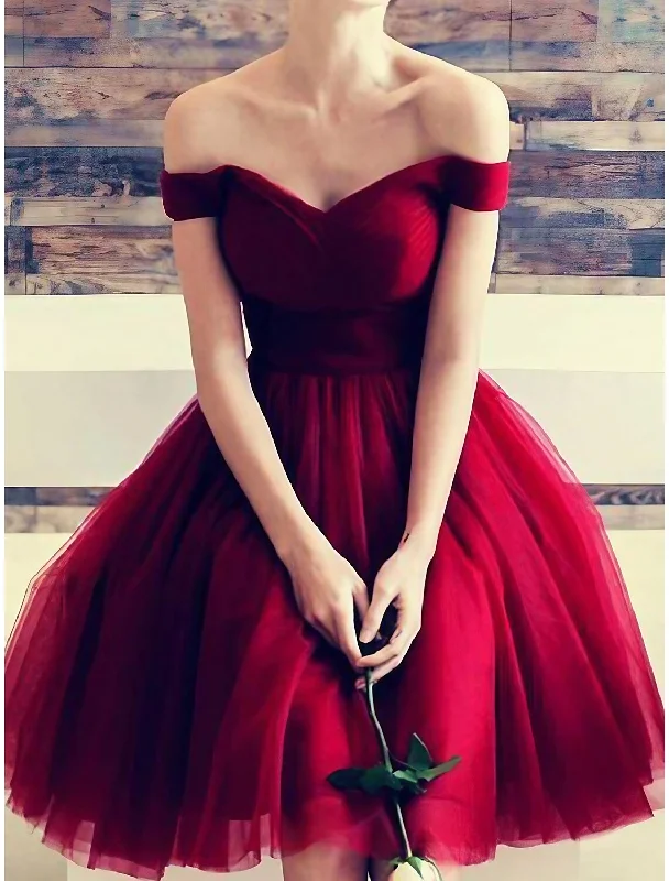 Friends and Family Sale A-Line Homecoming Dresses Elegant Dress Holiday Graduation Short / Mini Sleeveless Off Shoulder Tulle with Ruffles Friends and Family Sale A-Line Homecoming Dresses Elegant Dress Holiday Graduation Short / Mini Sleeveless Off Shoulder Tulle with Ruffles