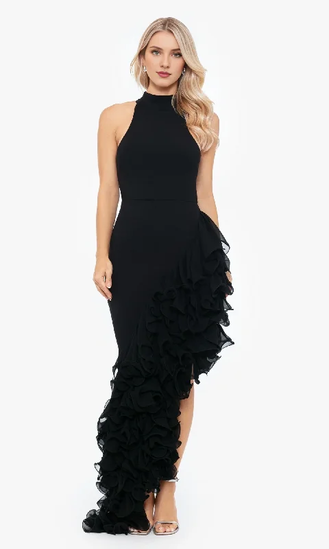 Daily Deals Hanging neck high and low skirt ruffle edge and floor length dress