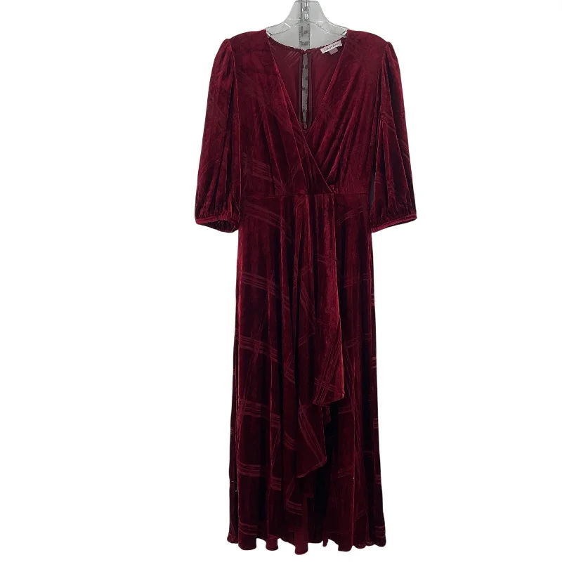 Limited Availability Calvin Klein Red Faux Wrap Velvet Dress Size 4 Maxi Women's Preowned Limited Availability Calvin Klein Red Faux Wrap Velvet Dress Size 4 Maxi Women's Preowned