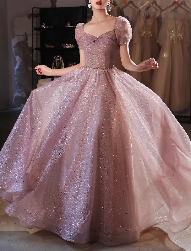 Hurry In A-Line Beautiful Back Elegant Prom Formal Evening Birthday Dress Sweetheart Neckline Short Sleeve Floor Length Lace with Beading / Puff Balloon Sleeve Hurry In A-Line Beautiful Back Elegant Prom Formal Evening Birthday Dress Sweetheart Neckline Short Sleeve Floor Length Lace with Beading / Puff Balloon Sleeve