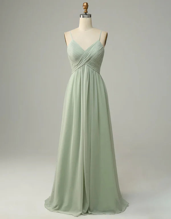 Limited Time Offer Bridesmaid Dress Spaghetti Straps Sleeveless Dusty Sage