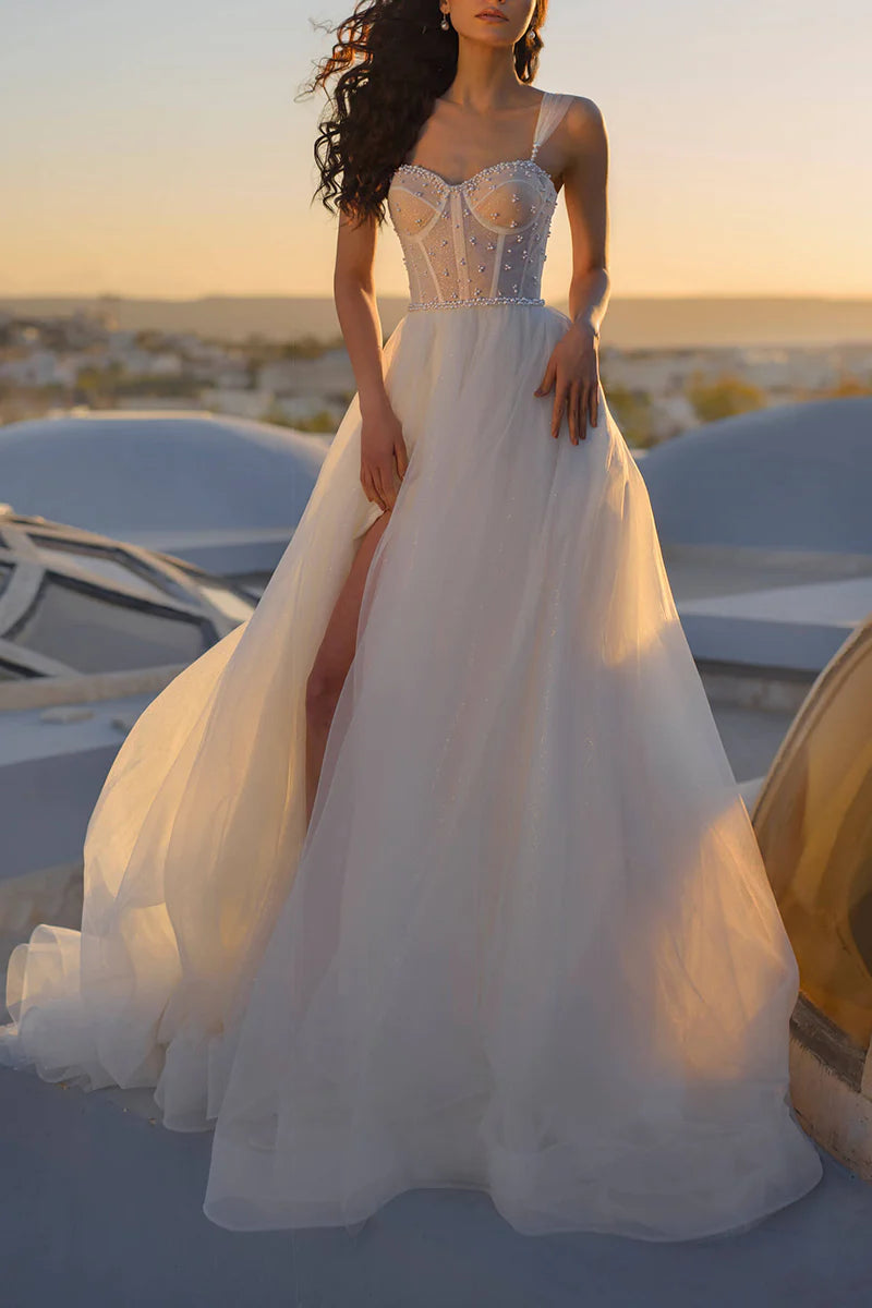 Now or Never A Line Sweetheart Pearl Princess Wedding Dress