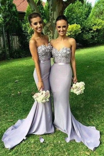 Early Access Sweetheart Long Mermaid Chiffon Dress with Appliques