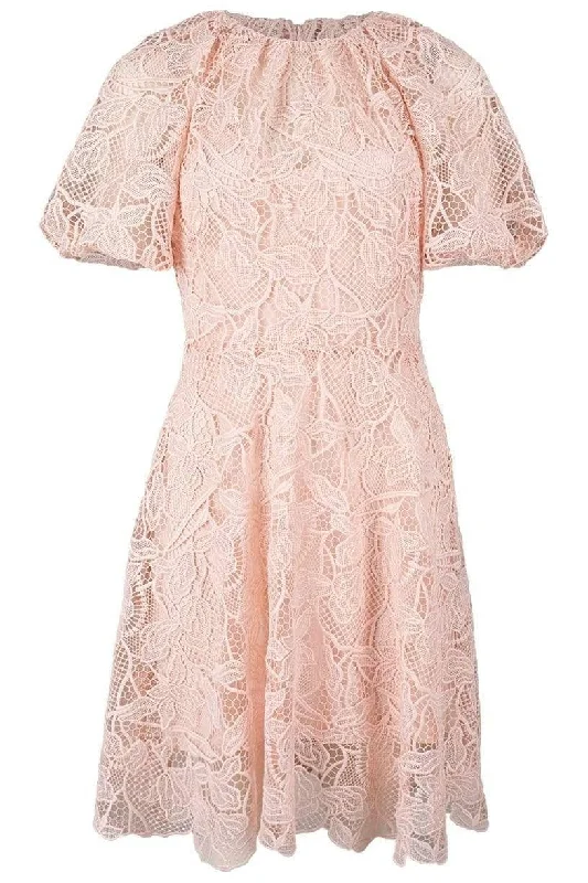 Final Markdown Jewel Neckline Puff Sleeve Dress