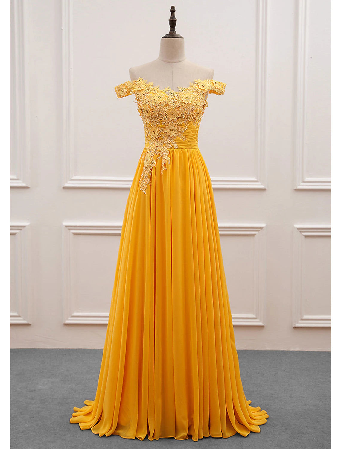 Season Finale Sale A-Line Wedding Guest Dresses Floral Dress Prom Sweep / Brush Train Sleeveless Off Shoulder Chiffon with Appliques Season Finale Sale A-Line Wedding Guest Dresses Floral Dress Prom Sweep / Brush Train Sleeveless Off Shoulder Chiffon with Appliques
