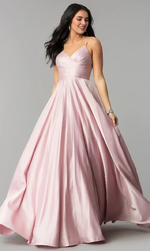 Overstock Pleated slim shoulder strap dress and floor length Prom dress