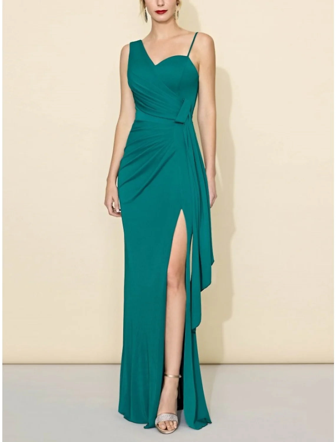 Limited Stock Sheath/Column One-Shoulder Floor-length Bridesmaid Dresses With Slit