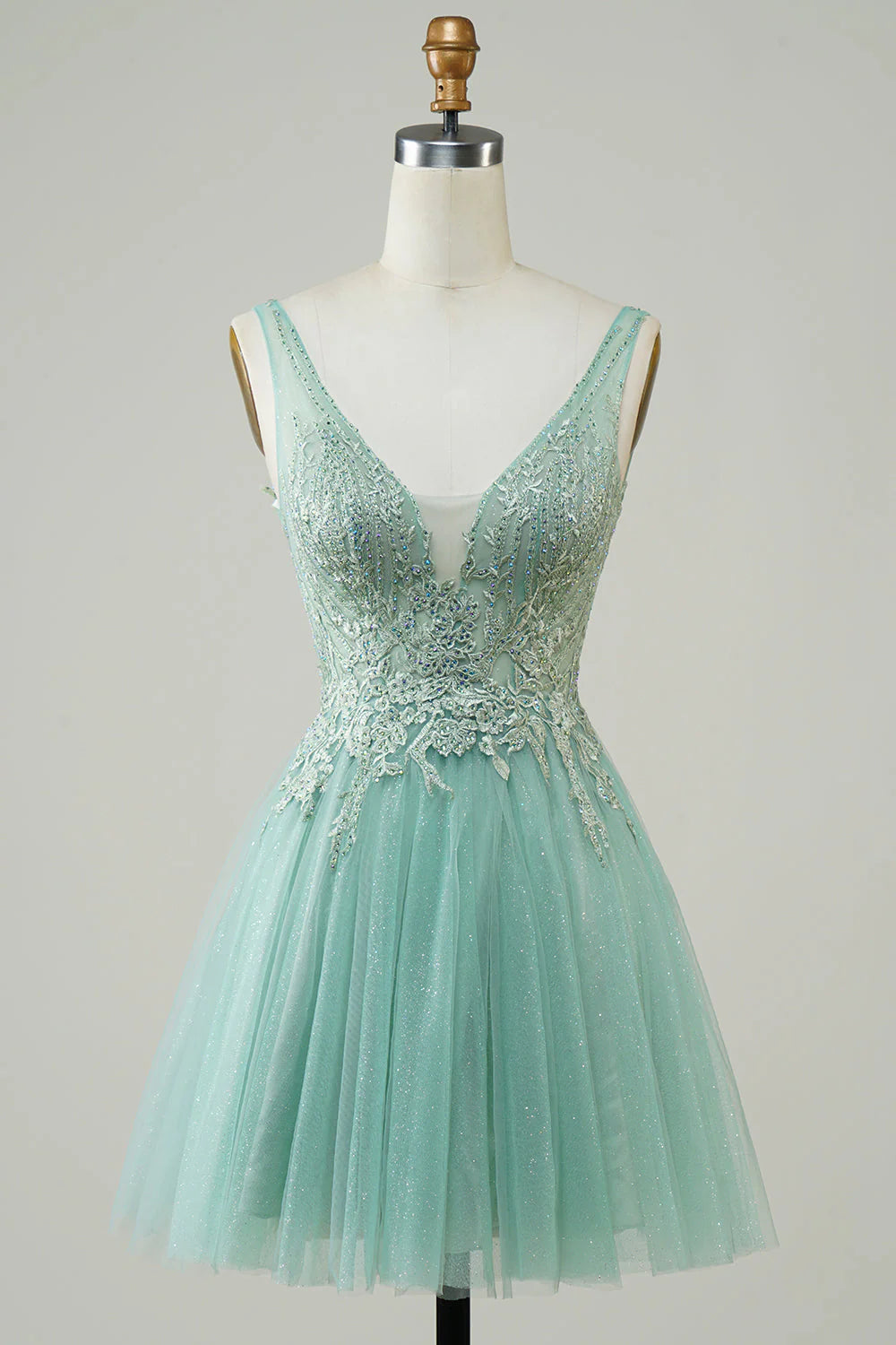 Huge Discounts A Line Cute Green Decal Cocktail Dresses