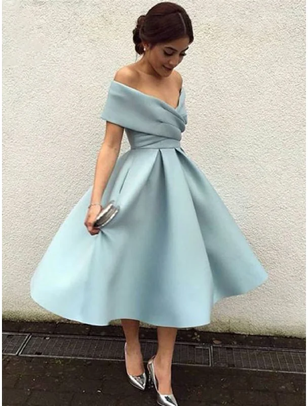 Online Specials A-Line Cocktail Dresses Party Dress Homecoming Tea Length Short Sleeve V Neck Stretch Fabric V Back with Pleats Online Specials A-Line Cocktail Dresses Party Dress Homecoming Tea Length Short Sleeve V Neck Stretch Fabric V Back with Pleats