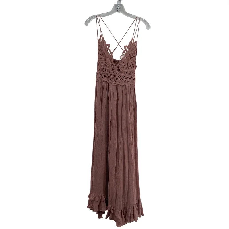Year-End Sale FP One Pink Long Women's Lace Bodice Maxi Dress Viscose A-Line Ball Gown, Size L Year-End Sale FP One Pink Long Women's Lace Bodice Maxi Dress Viscose A-Line Ball Gown, Size L