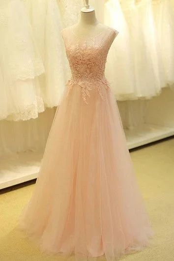 Instant Discount Cap-sleeved A-line Tulle Dress with Appliques