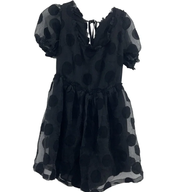 Unmissable Offer Topshop Black Womens Sheer Polka Dot Fit & Flare Dress Size 8 Viscose - Preowned