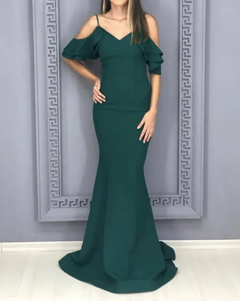 Super Savings Mermaid Ruffles Off The Shoulder Bridesmaid Dresses With Sweep Train