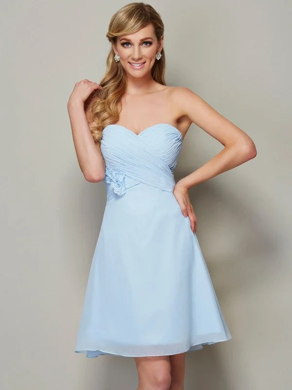 Best Bargains A-Line/Princess Sweetheart Sleeveless Hand-Made Flower Short Chiffon Homecoming Dresses Best Bargains A-Line/Princess Sweetheart Sleeveless Hand-Made Flower Short Chiffon Homecoming Dresses