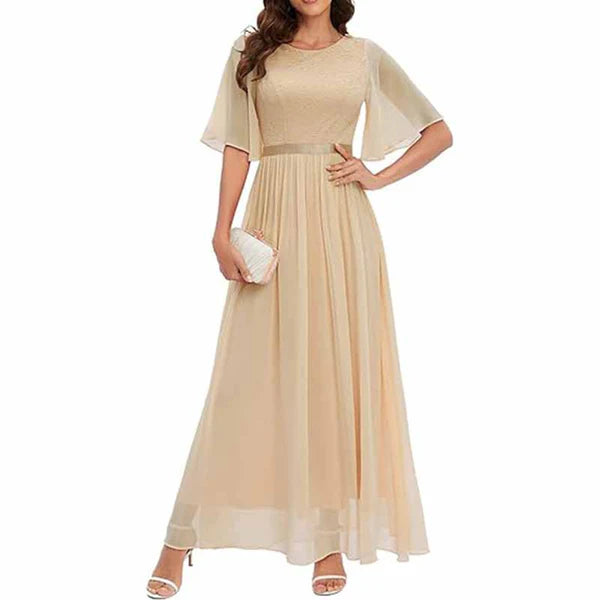 Time-Limited Offer Bridesmaid Dress Short Sleeves Lace Wedding Guest Dress