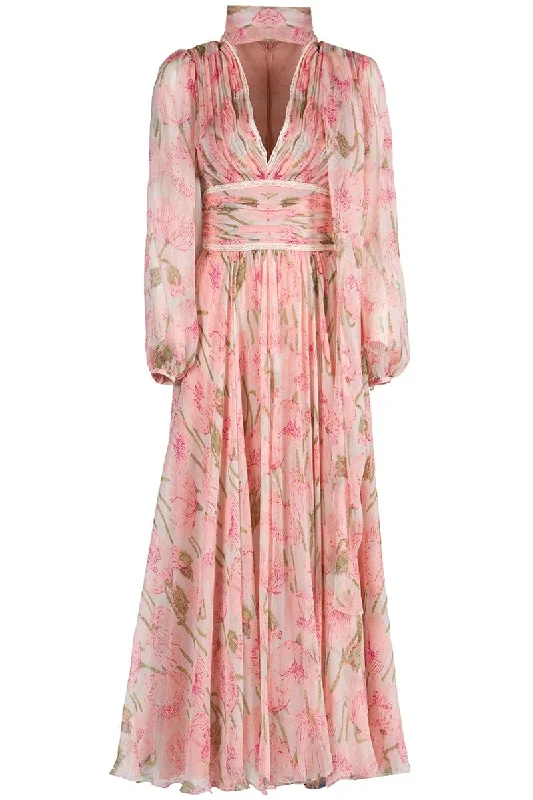 Exclusive Deal Big Poppies Chiffon Dress