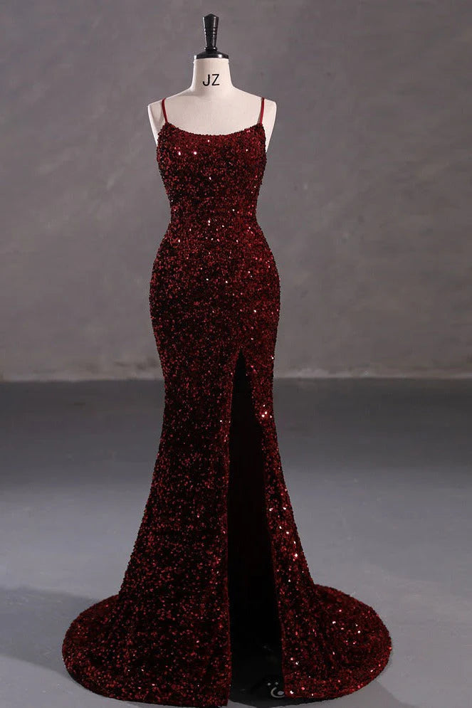 Crazy Deals Slim Burgundy Shimmery Open Back Formal Prom Evening Dress
