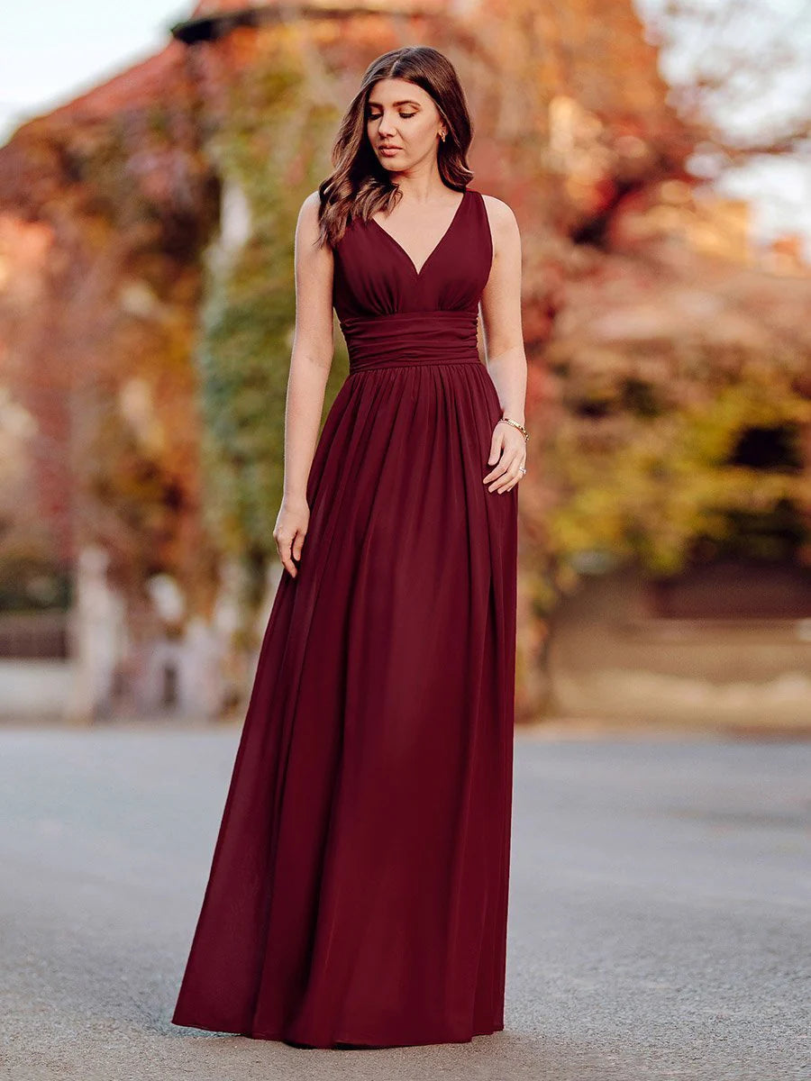 Midnight Sale Chiffon bridesmaid dress in burgundy wide