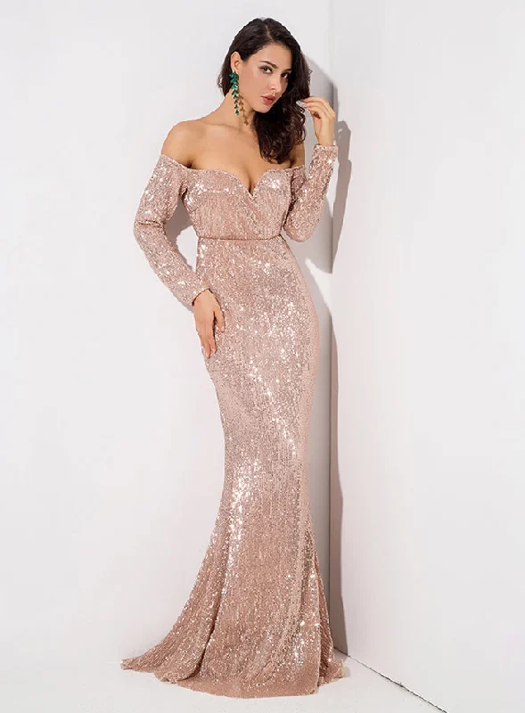 Fantastic Offers Women's Sequin V-Neck Long Dress