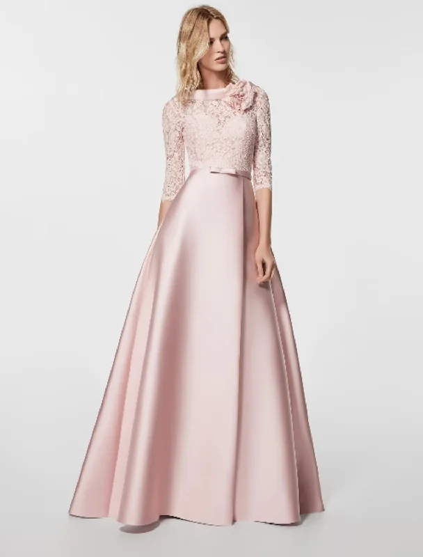 Price Buster A-Line Evening Gown Minimalist Dress Wedding Guest Floor Length Half Sleeve Satin with Sash Ribbon Price Buster A-Line Evening Gown Minimalist Dress Wedding Guest Floor Length Half Sleeve Satin with Sash Ribbon
