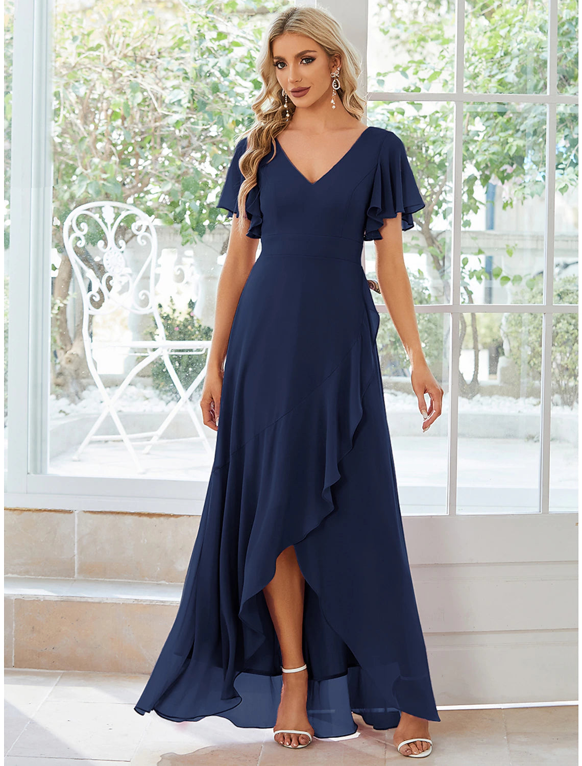 Price Slash A-Line Wedding Guest Dresses Casual Dress Party Dress Wedding Party Asymmetrical Short Sleeve V Neck Bridesmaid Dress Chiffon with Ruffles Pure Color Price Slash A-Line Wedding Guest Dresses Casual Dress Party Dress Wedding Party Asymmetrical Short Sleeve V Neck Bridesmaid Dress Chiffon with Ruffles Pure Color