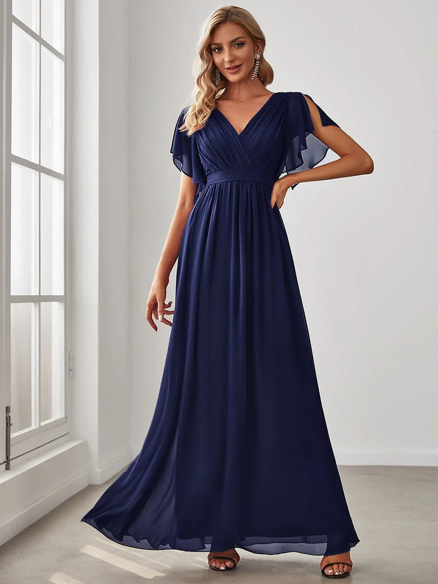 Loyalty Reward Chiffon bridesmaid dress in navy blue wide