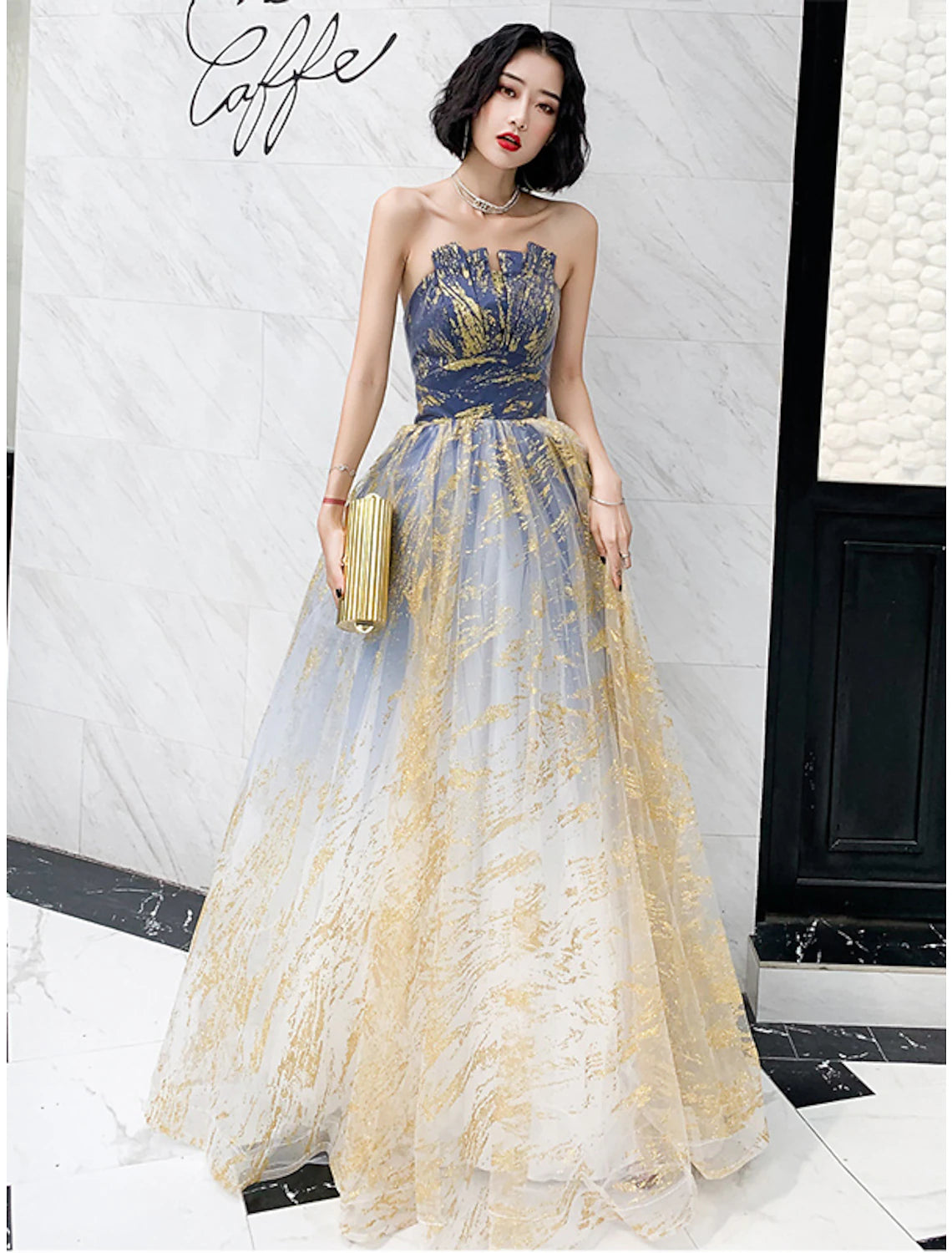 Instant Savings A-Line Color Block Sparkle Engagement Prom Dress Strapless Sleeveless Floor Length Sequined with Sequin Instant Savings A-Line Color Block Sparkle Engagement Prom Dress Strapless Sleeveless Floor Length Sequined with Sequin