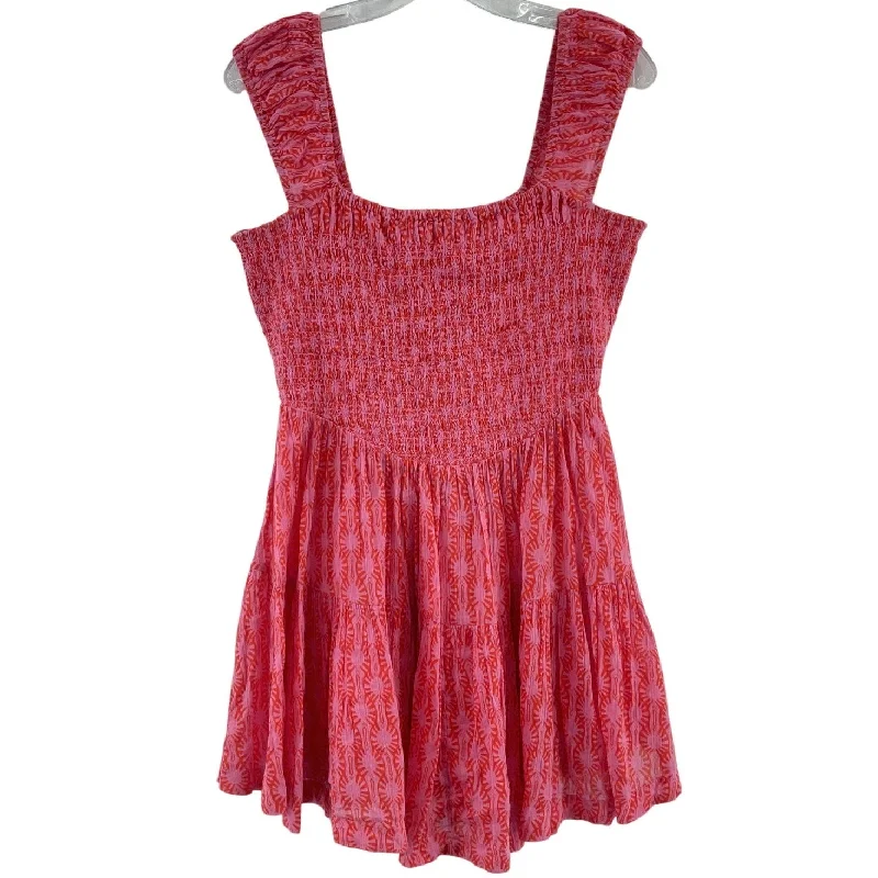 Weekend Deal Free People Pink Orange Floral Print Smocked Mini Dress Womens M Cotton Preowned Weekend Deal Free People Pink Orange Floral Print Smocked Mini Dress Womens M Cotton Preowned