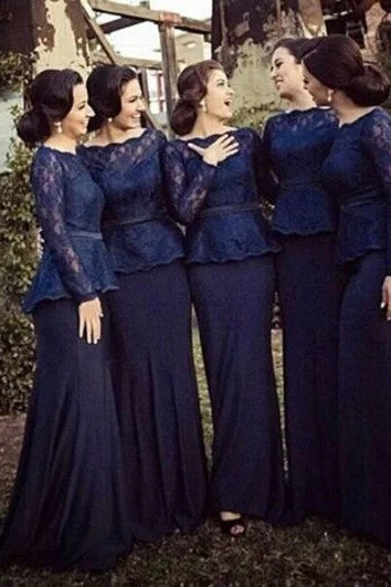 Best Bargains sheath Bateau Long Sleeves Sweep Train Lace Chiffon Bridesmaid Dresses Best Bargains sheath Bateau Long Sleeves Sweep Train Lace Chiffon Bridesmaid Dresses