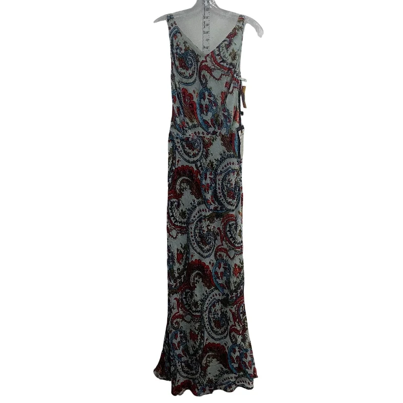 Get It Before It’s Gone New 2Oh Threads Women's Velvet Burnout White/Blue Silk Maxi Blouson Dress XS