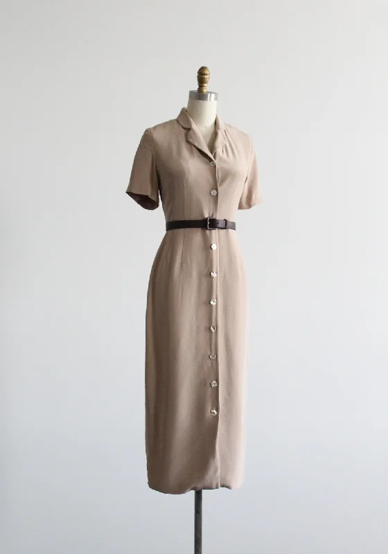 Exclusive Access sand dune silk button front dress
