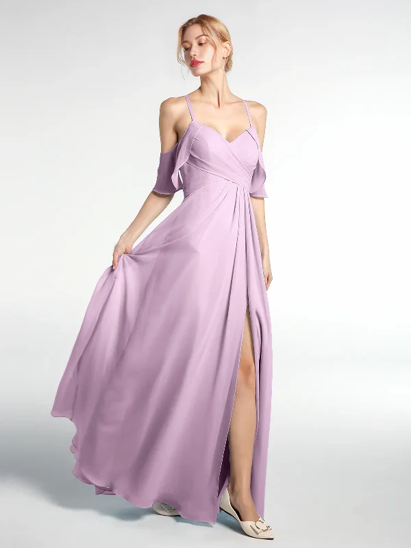 Reduced Prices Spaghetti Strap Empire Ruffle Trimmed Sleeves Dress Wisteria Bridesmaid Dresses