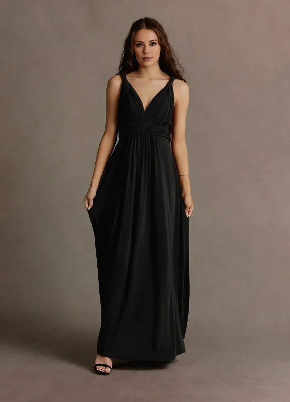 Buy More, Save More A-line deep V-neck sleeveless off shoulder and floor length evening gowns Buy More, Save More A-line deep V-neck sleeveless off shoulder and floor length evening gowns