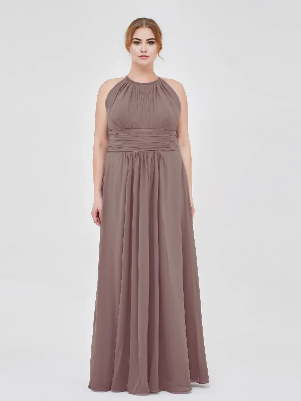 Can't Miss Halter Chiffon Maxi Dress Bridesmaid Dresses Dusk A-Line Long Dress