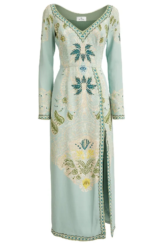 Now or Never Abito Long Sleeve Dress With Slit