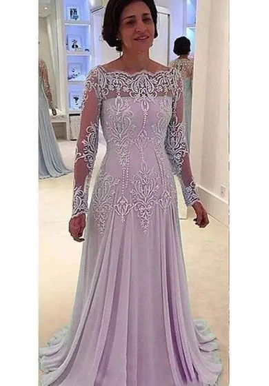 Instant Discount Bateau A-line Floor-length Long Sleeve Chiffon Lace Mother of the Bride Dress with Zipper Back Instant Discount Bateau A-line Floor-length Long Sleeve Chiffon Lace Mother of the Bride Dress with Zipper Back