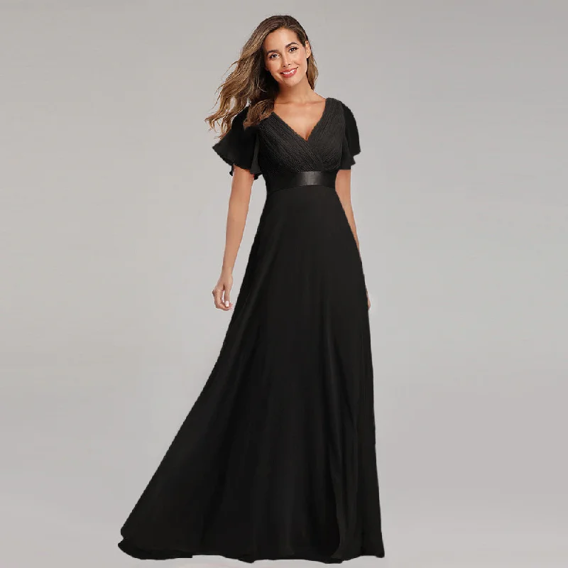 Epic Deals Plus Size Short Sleeves A-Line Chiffon Dress