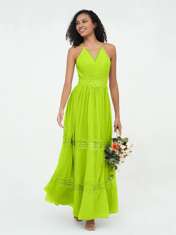 Bargain Bin Lace and Chiffon Tiered Skirt Boho Dresses-Lime Green Bridesmaid Dresses Bargain Bin Lace and Chiffon Tiered Skirt Boho Dresses-Lime Green Bridesmaid Dresses