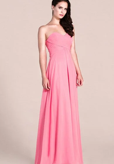 Deal Zone Simple Style Sweetheart Strapless Long Chiffon Bridesmaid Dress