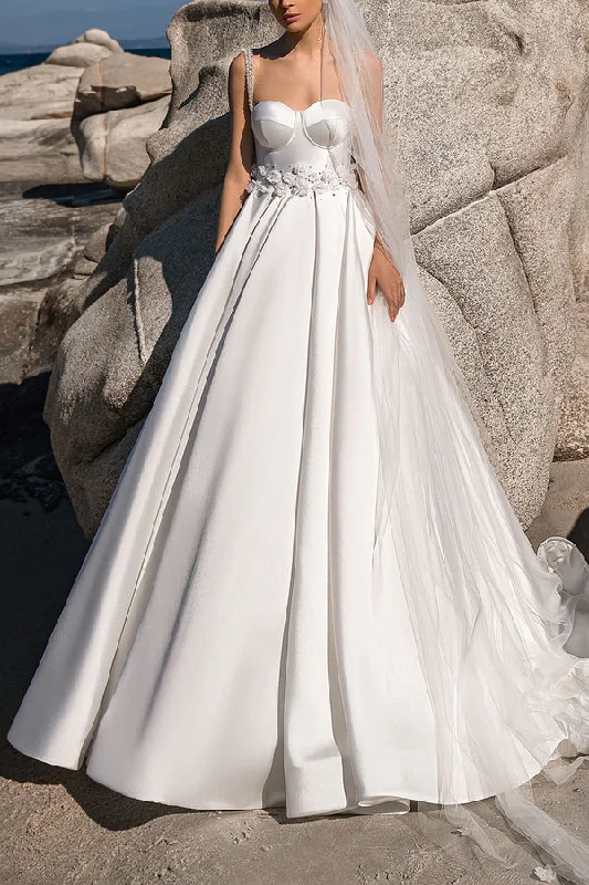 Limited Time Offer Ball Dress Sweetheart 3D Sticker Satin Wedding Dress