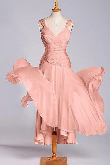 Price Break Impressive A-line Chiffon Dress with Ruched Bodice