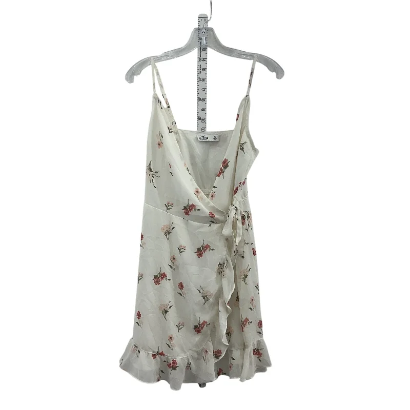 Extra Savings Hollister Women's Floral Ruffle Wrap Tank Dress White/Pink Small Preowned