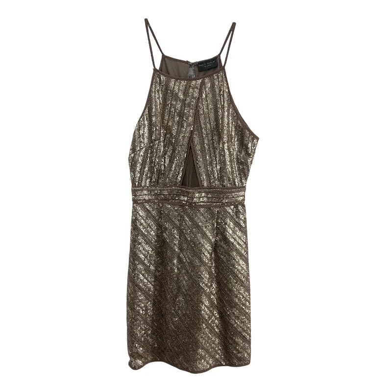 Price Smash Dress Forum Metallic Gold & Brown Women's Peephole Sheath Mini Dress, S Preowned
