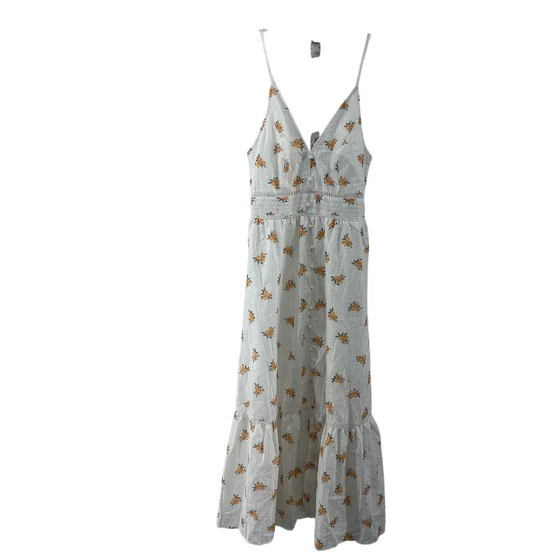 Markdown Madness Simplee V Neck Floral Print Tank Dress White/Orange Size M Women's Preowned Markdown Madness Simplee V Neck Floral Print Tank Dress White/Orange Size M Women's Preowned
