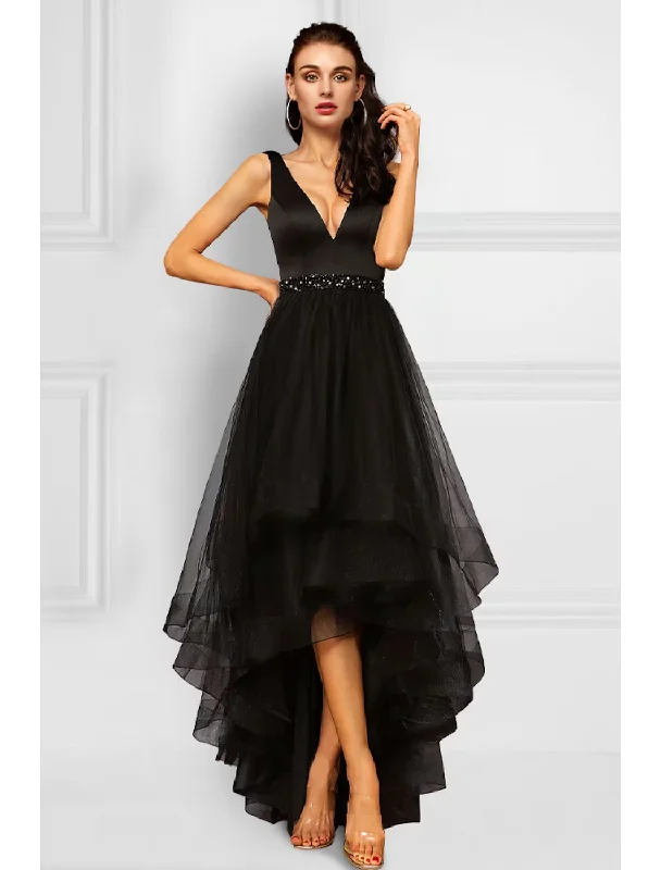 Daily Deals A-Line Cocktail Dresses Elegant Dress Party Wear Asymmetrical Sleeveless V Neck Organza with Rhinestone Ruffles Daily Deals A-Line Cocktail Dresses Elegant Dress Party Wear Asymmetrical Sleeveless V Neck Organza with Rhinestone Ruffles