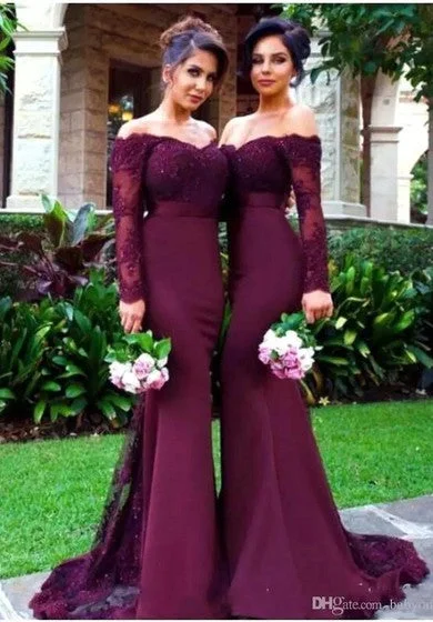 Best Bargains Mermaid Floor-length Off-the-shoulder Long Sleeve Beading Sequins Dress