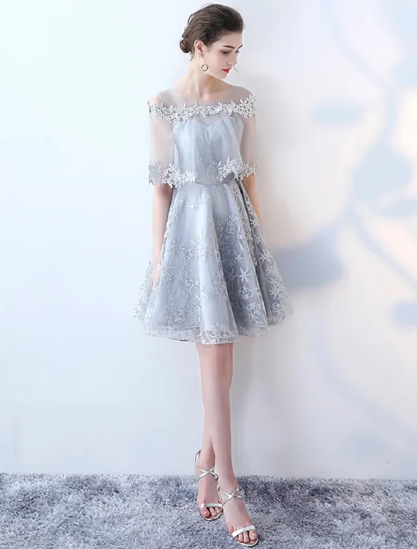 Price Rollback A-Line Minimalist Elegant Party Wear Cocktail Party Dress Jewel Neck Half Sleeve Short / Mini Tulle with Lace Insert Pattern / Print Price Rollback A-Line Minimalist Elegant Party Wear Cocktail Party Dress Jewel Neck Half Sleeve Short / Mini Tulle with Lace Insert Pattern / Print
