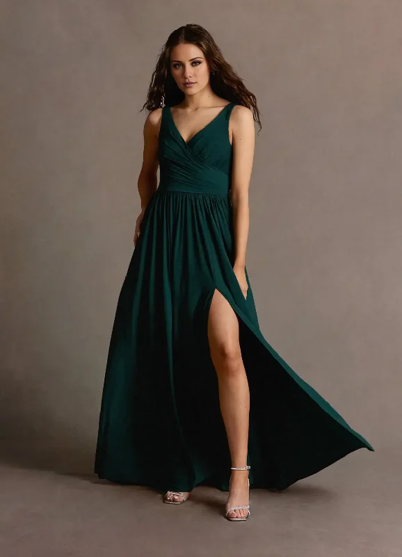 Price Buster A-line V-neck folds and floor length evening gowns